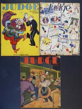 3 " Judge " Humor Magazines 1926–27,  1931: Estate Of Cartoonist Zeke Zekley