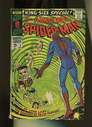 Spider - Man Annual 5 Vg,  4.  5 1 Book Marvel Parents Of Peter Parker