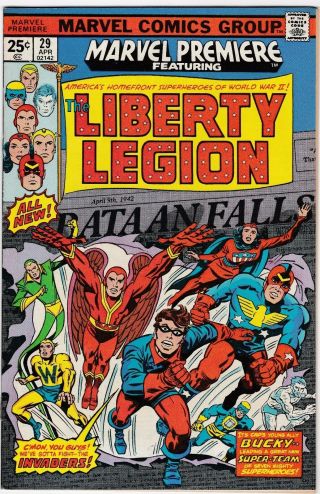 Marvel Premiere (liberty Legion) 29 April 1976 Vf/nm Marvel Classic