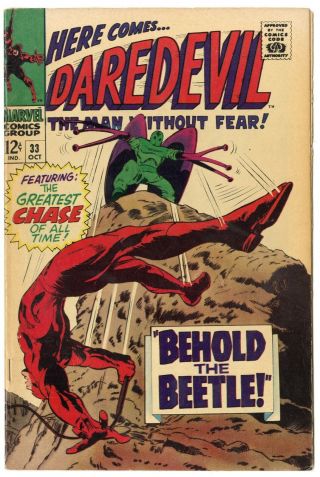 Daredevil 33 Fn/vf 7.  0 Ow/white Pages Vs.  The Beetle Marvel 1967