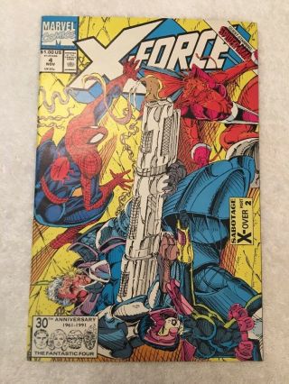X - Force 4 Early Deadpool 3rd Appearance Key Book Spider - Man Nm