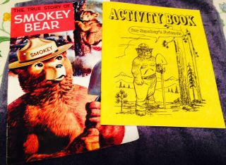 Smokey The Bear " The True Story Of Smokey Bear " Comic Book & Activity Book