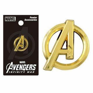 Marvel Comics Avengers Gold Colored Logo Lapel Pin Pewter Charm Licensed