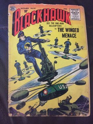Blackhawk No.  107 1956 Quality Comics Early Silver Age,  Cover Detached
