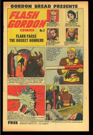 Flash Gordon Comics 2 Gordon Bread Giveaway Harvey Promo 1951 Vf