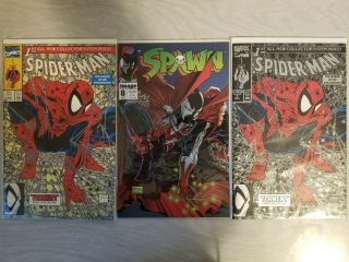 Spider - Man 1 (green & Silver Cover) And Spawn 8 High Grades
