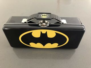 Batman Black Tool Tin Pencil/pen Case With Handle Dc Comics Back To School
