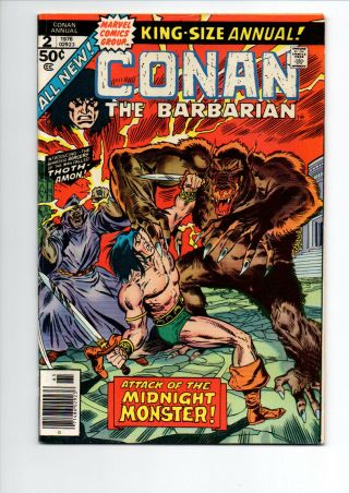 Conan The Barbarian King - Size Annual 2 (1976) Vf 8.  0 Marvel John Buscema Art
