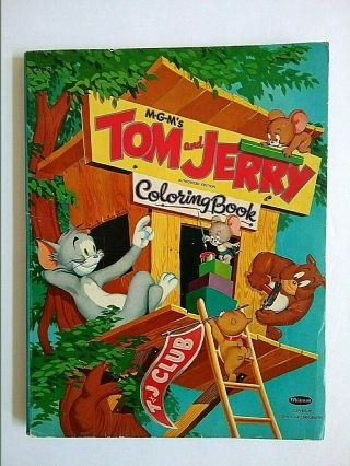 " Tom And Jerry " Vintage Whitman Coloring Book 1954 Tv Mgm Cartoon Great Cover