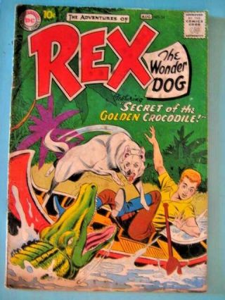 Rex The Wonder Dog 34 1957 " Secret Of The Golden Crocodile " Vg -
