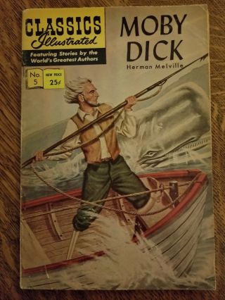 Classics Illustrated (1941) 5 Hrn 166 - Very Good - 25c Price - Moby Dick