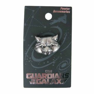 Guardians Of The Galaxy " Rocket Racoon " Head Pewter Lapel Pin Marvel Comics