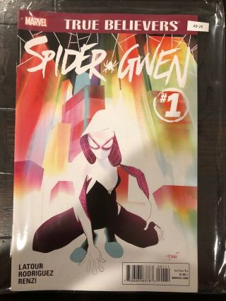 True Believers Spider Gwen 1 Comic Book A9 - 26