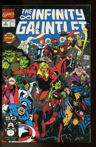Infinity Gauntlet 3 Near 9.  4 George Perez Art / Thanos 1991 Marvel Comics