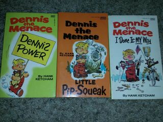 3 Dennis The Menace Comics I Done It My Way,  Little Pip Squak,  Dennis Power.