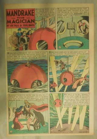 Mandrake The Magician By Lee Falk And Phil Davis 7/22/1945 Tabloid Size Page
