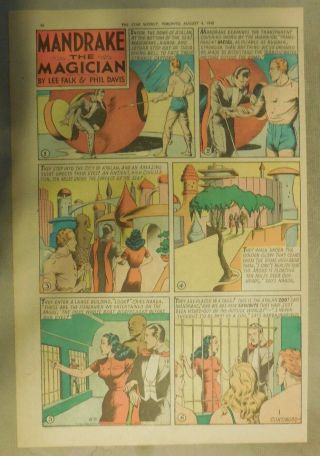 Mandrake The Magician By Lee Falk And Phil Davis 8/5/1945 Tabloid Size Page