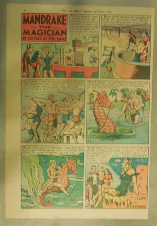 Mandrake The Magician By Lee Falk And Phil Davis 9/2/1945 Tabloid Size Page