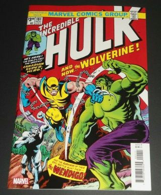 The Incredible Hulk 181 Nm,  (2019.  Marvel) Wolverine App.  1974 Facsimile Reprint