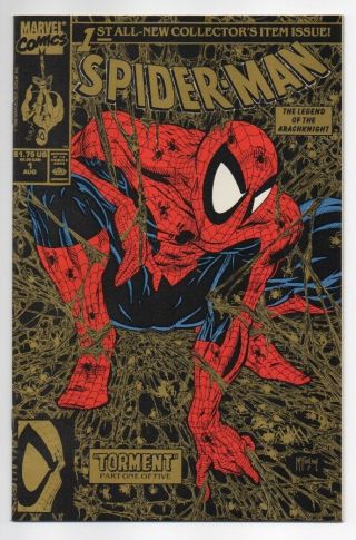 two versions of 1990 comic SPIDER - MAN 1 green bagged version,  2nd print 3