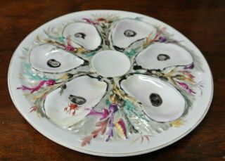 ANTIQUE RICHARD BRIGGS PORCELAIN ROUND OYSTER PLATE 2