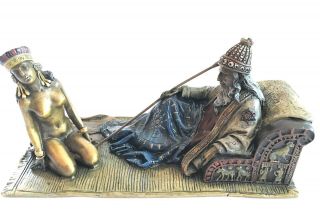 Franz Bergman Antique Bronze King David And Bathsheba Cold Painted Signed Stunni