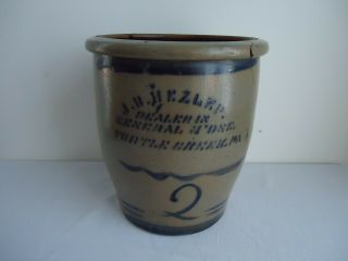 Antique Western Pennsylvania Salt Glazed Hand Decorated Stoneware Crock Jar 3