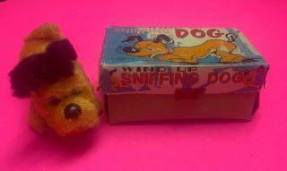 Wind Up Rare Old Vintage Sniffing Dog By Tn Japan W/box 1940 
