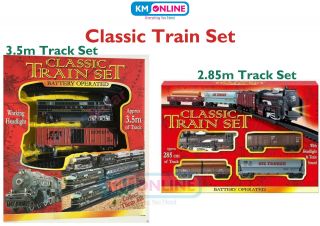 Classic Train Set Toy With Tracks Light Engine Battery Operated Kandy Toys Gift