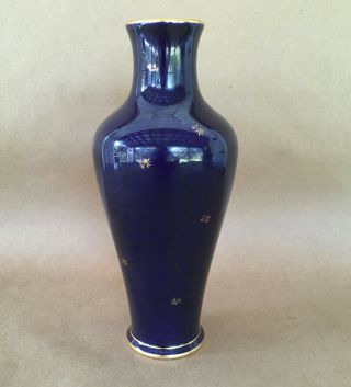 Vintage 8 " French Sevres Cobalt Blue Vase DorÉ A Sevres Tiny Gold Flowers
