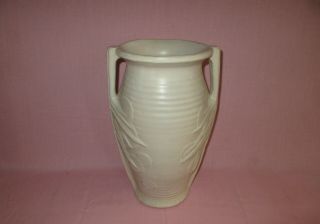 Mccoy Pottery Vintage Large Sand Dollar Matte White Handled Vase 14 1/4 " 1930 