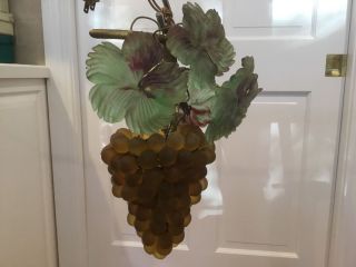 Vintage Art Nouveau Murano Czech Glass Grape Cluster Fruit Figural Chandelier