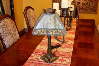 Antique Signed Handel Slag Glass Table Lamp 2