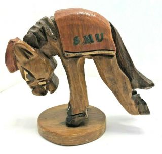 Rare - Vintage Carter Hoffman Smu Carved Mustang Mascot