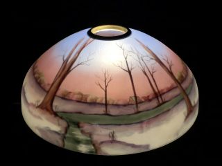 Phoenix Reverse Painted Winter Scene Textured Frosted Electric Table Lamp Shade