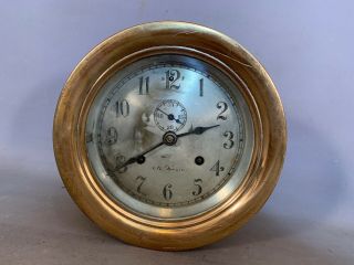 Antique SETH THOMAS Old BRASS SHIPS CLOCK Old NAUTICAL Salvage MARITIME DISPLAY 2