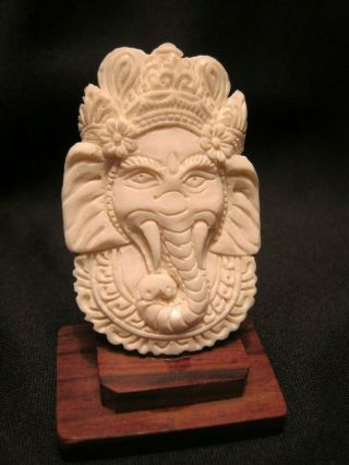 Hand Carved Buffalo Bone Statue Of Ganesha Hindu Elephant God