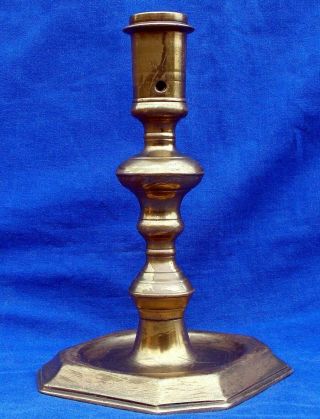 Flawless 17th Century French Bronze Acorn Knopped Socket Candlestick Circa 1650