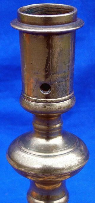 Flawless 17th century French bronze acorn knopped socket candlestick circa 1650 3