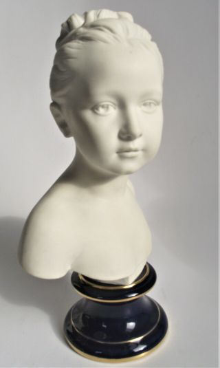 Antique Sevres French Parian Porcelain 8 " Bisque Bust Girl After Houdon Signed