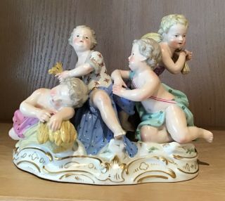 Meissen Porcelain Group Of Children With Sheaves Of Wheat