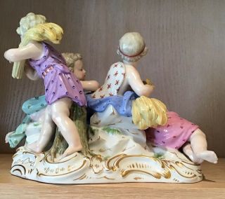 Meissen Porcelain Group Of Children With Sheaves Of Wheat 3