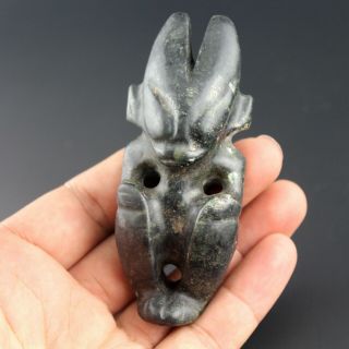 3.  5  Chinese Hongshan Culture Hand - Carved Old Jade Sun God Amulet Pendant 0982