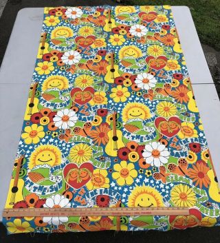 2 Yards Vintage Mod Psychedelic Fabric Hawaiian Flower Power - Hippy -
