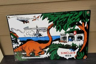 Vintage Sinclair Gasoline Porcelain Metal Gas Hc Service Station Pump Plate Sign