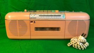 Vintage Sharp Pink Stereo Radio Cassette Recorder Model Qt 50