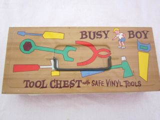 Vintage Busy Boy Metal Tool Chest Toy With Tools Ohio Art