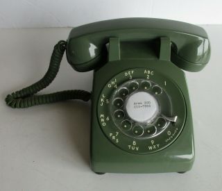 Vintage Bell System Western Electric Rotary Dial Desk Phone Avocado Green