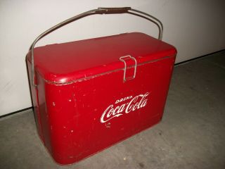 Vintage 1950s Metal Coca Cola Cooler By Progress Refrigerator Co.