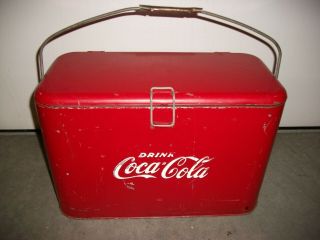 Vintage 1950s Metal Coca Cola Cooler by Progress Refrigerator Co. 3